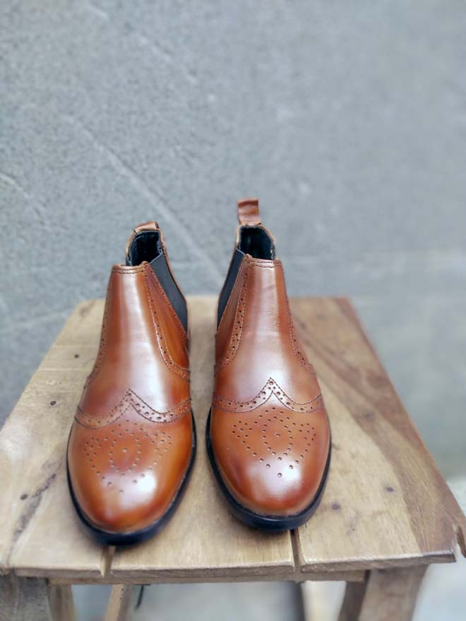 Shade Brown Leather Chelsea Shoe-Sku 349