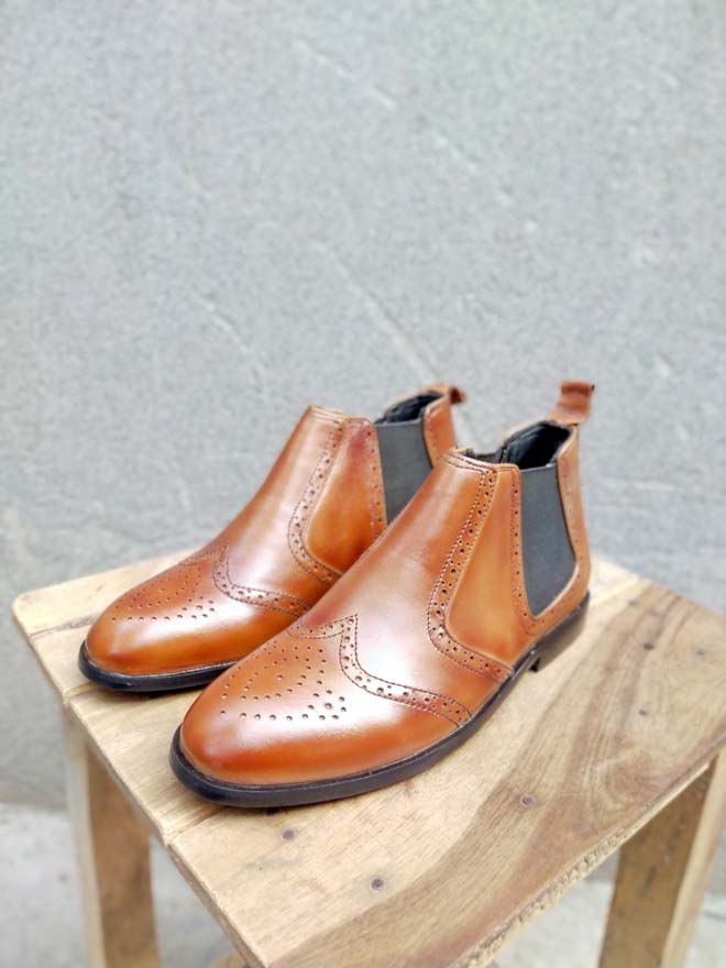 Shade Brown Leather Chelsea Shoe-Sku 349