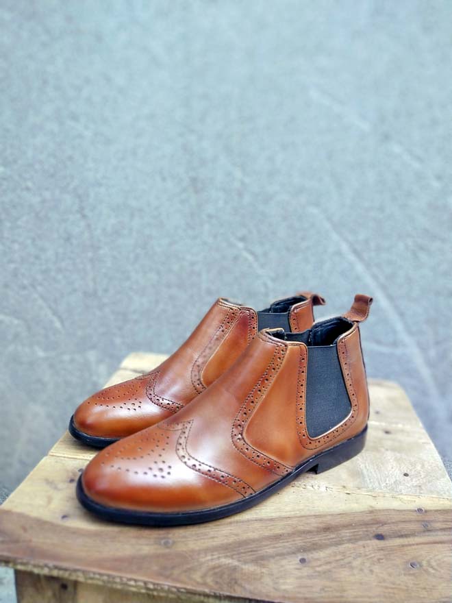 Shade Brown Leather Chelsea Shoe-Sku 349