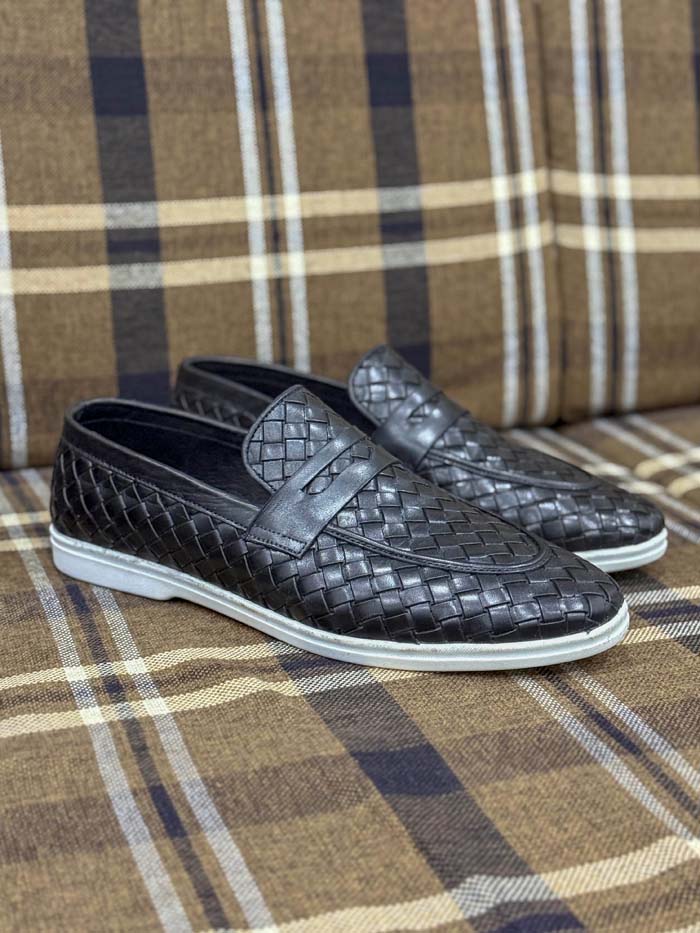 BLACK BRAIDED LOAFER-Sku3242